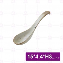 日式樸石陶瓷如意匙-白十草