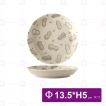 日本福祿花生圓碟盤5.6吋