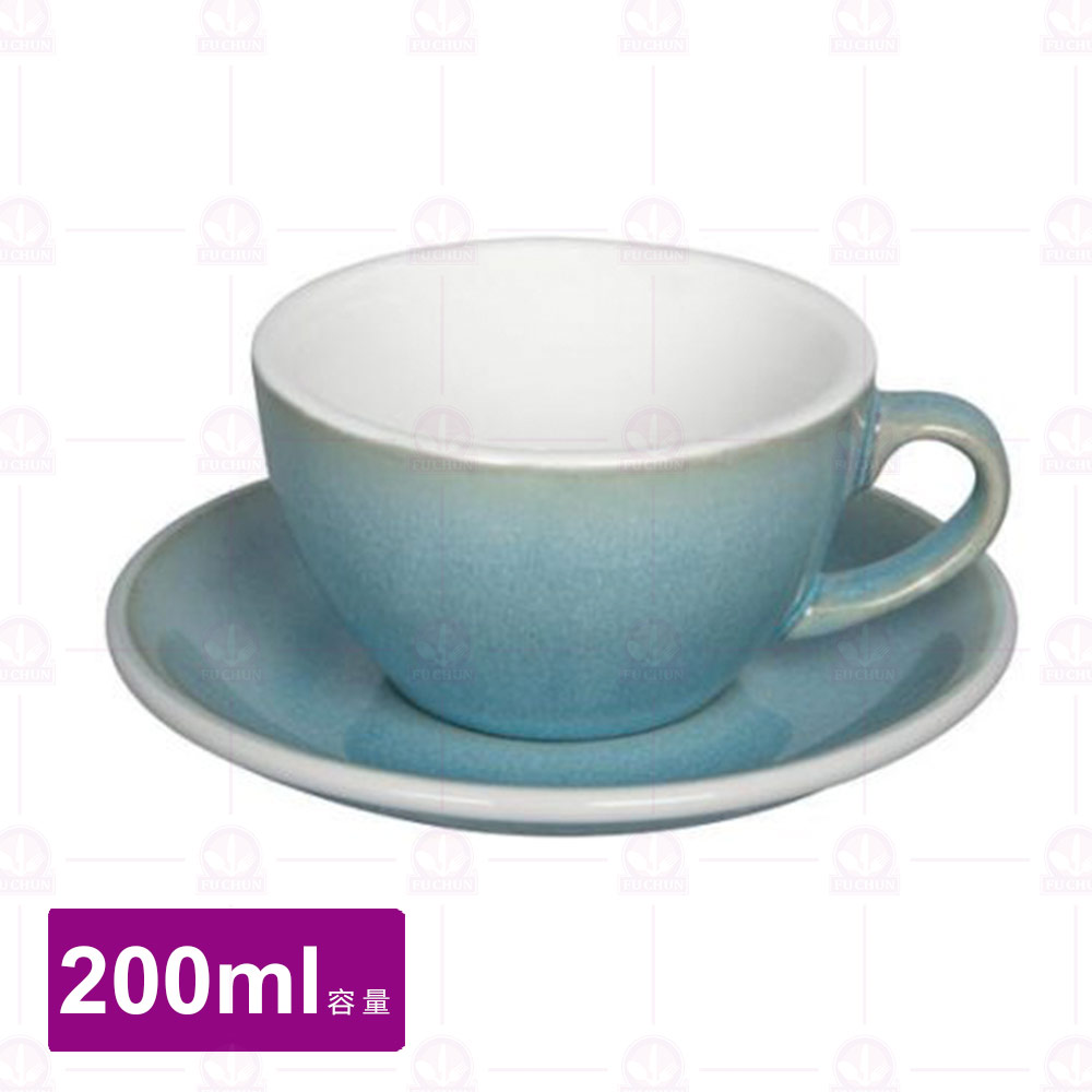 【LOVERAMICS愛陶樂】蛋形卡布杯盤組-冰湖色 200ml