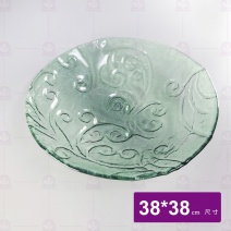 G32-5F-B21G窯燒玻璃缽-HEART 38x38cm