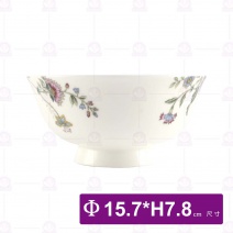骨瓷6吋高台麵碗-瑤草琪花