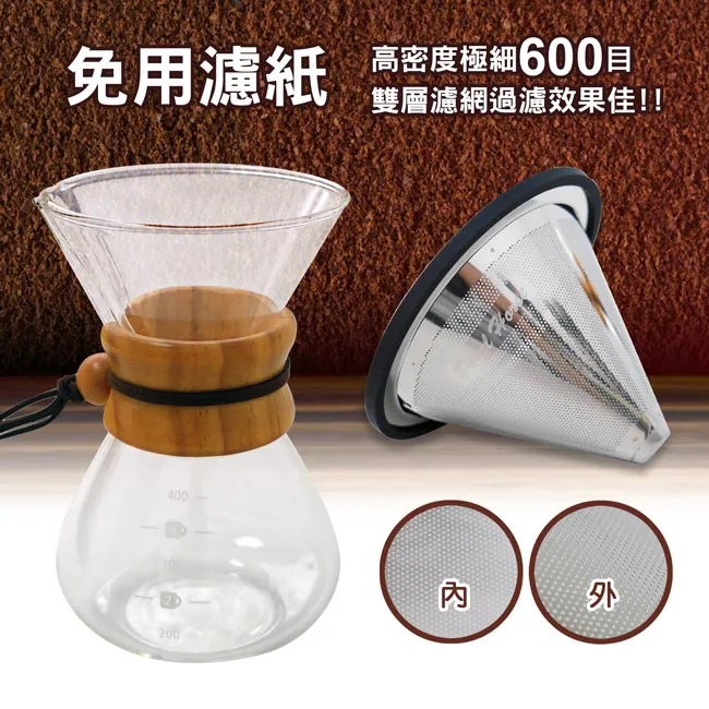 錐形 沖泡 玻璃咖啡壺 蜂巢