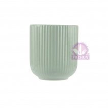 T80A37G 韓式條絨茶杯-綠 Φ7xH8cm(無附碟)