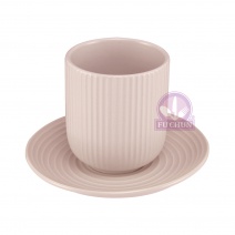 T80A38R 韓式條絨茶杯-粉 Φ7xH8cm(無附碟)