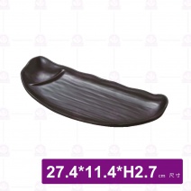 【HS】JA214陶面新月燒物盤 -黑(12入/盒)