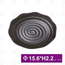 【HS】JA218陶面梅花盤(小)- 黑(24入/盒)