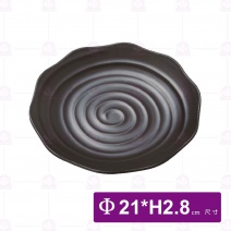 【HS】JA219陶面梅花盤(中)-黑(12入/盒)