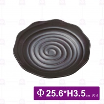 【HS】JA220陶面梅花盤(大)- 黑(12入/盒)