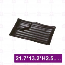 【HS】JA222陶面雙格燒物盤 -黑(12入/盒)