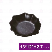 【HS】JA232陶面葉形盤(中) -黑(24入/盒)