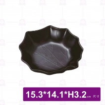 【HS】JA233陶面葉形盤(大) -黑(24入/盒)