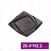 【HS】JA242陶面海棠方形盤 8吋-黑(12入/盒)