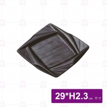 【HS】JA244陶面海棠方形盤 12吋-黑(6入/盒)