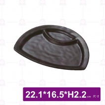 【HS】JA275陶面雙格半月盤-黑(12入/盒)