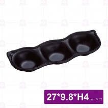 【HS】JA284陶面三格豆瓣碟 -黑(12入/盒)
