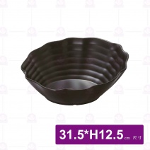 【HS】JA309陶面仙貝斜口碗 12.5吋-黑(6入/盒)