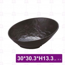 【HS】JA330陶面岩燒斜口碗 12吋-黑(6入/盒)