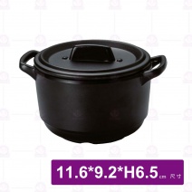 【HS】JA338陶面雙耳燉盅(身)-黑(12入/盒)