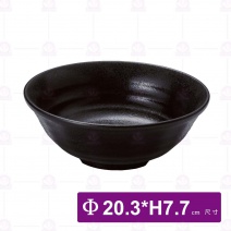 【HS】JA339-1陶面橫紋麵碗 -黑(12入/盒)