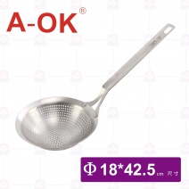 【A-OK】304加厚沖孔漏杓-18cm
