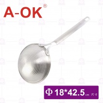 【A-OK】304加厚沖孔漏杓-18cm