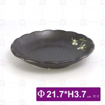8.75吋綠花-曲邊波浪圓盤