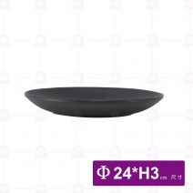 【HS】JA009陶面螺紋果盤 9吋-黑(24入/盒)