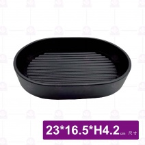 【HS】JA528陶面橢圓燒肉盒-黑色(10入/盒)