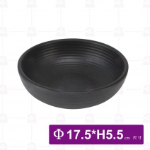 【HS】JA511 陶面螺紋圓缽 黑色 (6入/盒)