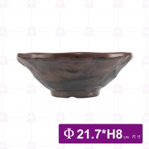 【HS】JA327陶面岩燒拉麵碗 8.5吋-核桃木(12入/盒)