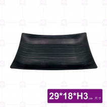【HS】JA537陶面條紋長方盤 黑(15入/盒)