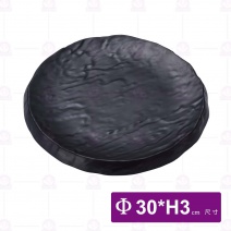【HS】JA516陶面岩燒圓板12吋-黑(6入/盒)