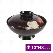 深咖啡楓葉吸物碗(附蓋)(日本製)