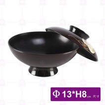 深咖啡楓葉吸物碗(附蓋)(日本製)