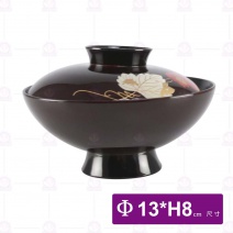 深咖啡楓葉吸物碗(附蓋)(日本製)