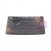 日 8吋燒物格皿-黑棕黃 20*12.7*H2.5cm