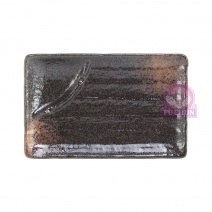 日 8吋燒物格皿-黑棕黃 20*12.7*H2.5cm