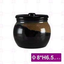 日 醬料罐附蓋 天目黃圈 8xH6.5cm