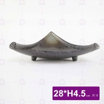 天目雲彩高腳三角缽12吋  28xH4.5cm