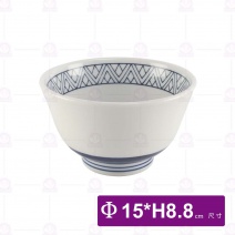 【日本】6吋丼飯碗 藍幾何(112-1)