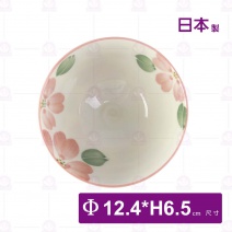 【日本】大平碗-三色花(紅)-Φ12.4xH6.5cm