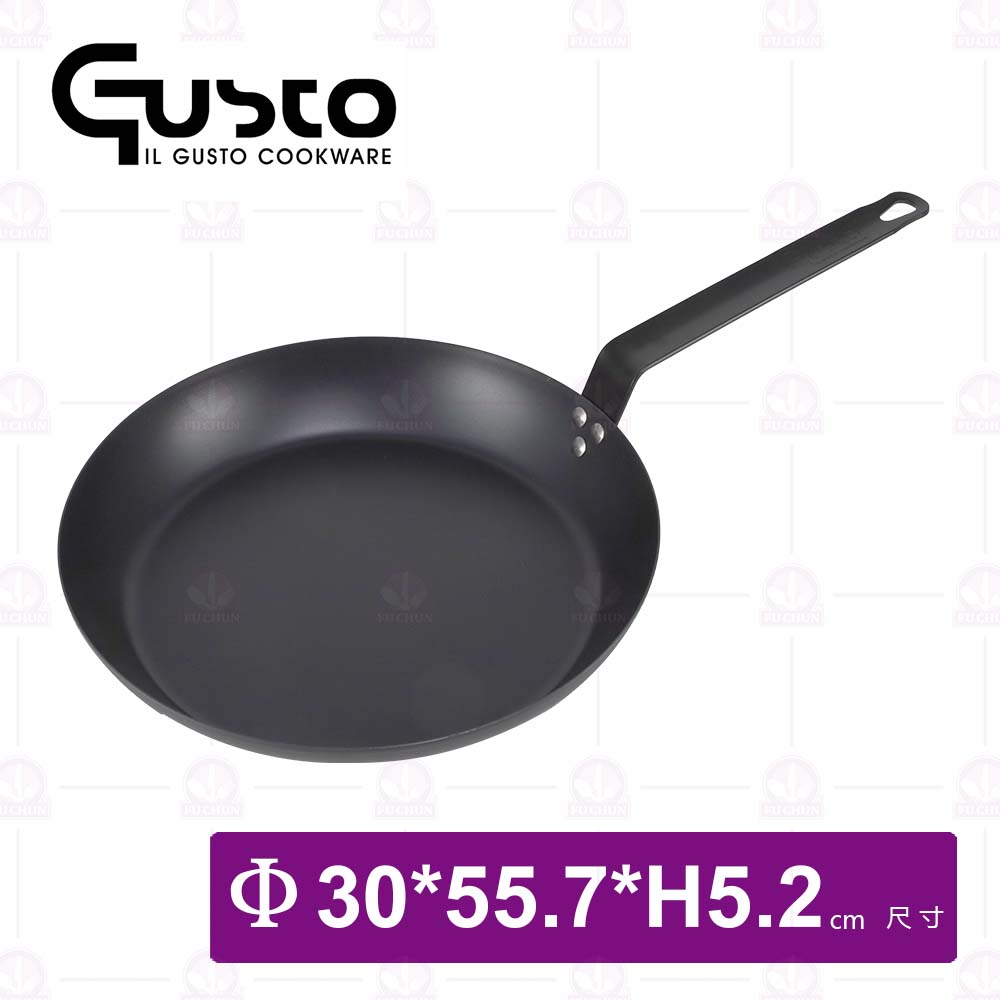 Gusto藍鋼系列-單柄平底煎鍋-30cm 免開鍋