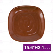九谷3209方形紋盤-15.6xH2.1cm