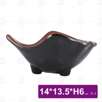 九谷D1銀杏造形砵-14x13.5xH6cm