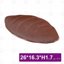 九谷D6葉形條紋盤-26x16.3xH1.7cm