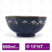 6.25吋窯變浮雕藍皮革紋湯碗-Φ15cm