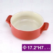 (特訂)雙耳陶鍋-紅(霧面)-Φ 17cm
