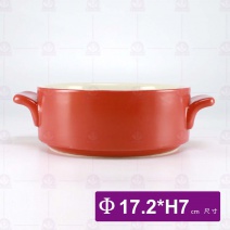 (特訂)雙耳陶鍋-紅(霧面)-Φ 17cm