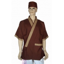 A256日式廚師服-咖啡配扇型門襟  M