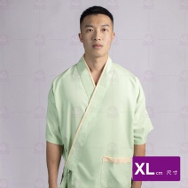 A265 日式廚師服-蘋果綠藍米黃門襟 XL
